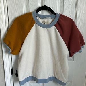 Short sleeve color blocked sweatshirt